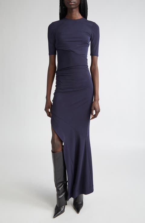 Ruched Fitted T-Shirt Maxi Dress