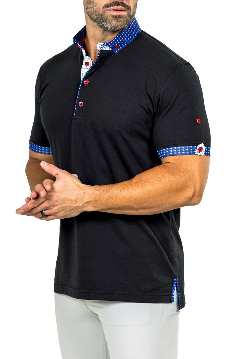 Newton Marthyr0023 Black Button-Down Piqué Polo, Alternate, color, BLACK
