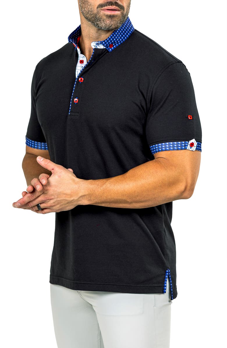 Maceoo Newton Marthyr0023 Black Button-Down Piqué Polo, Alternate, color, 