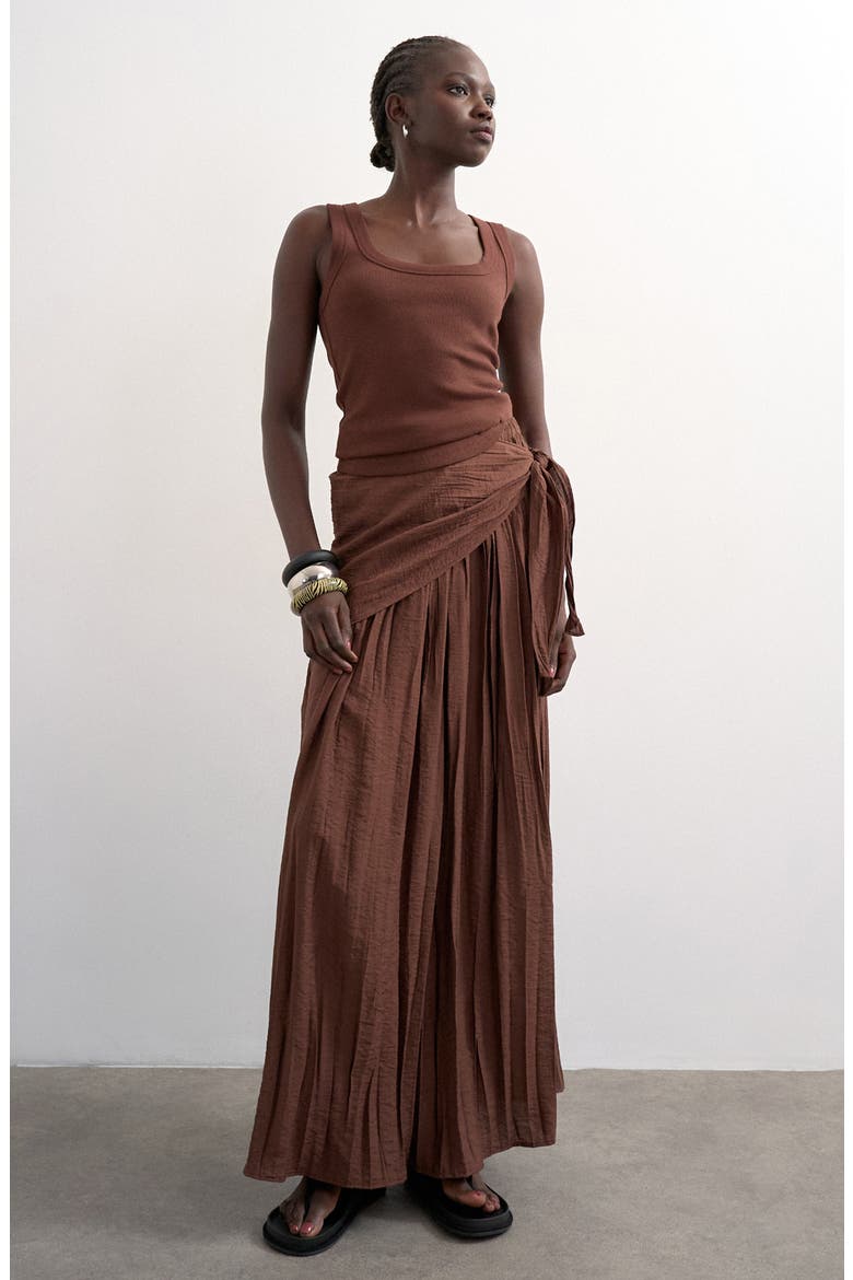 Scoop Neck Stretch Cotton Rib Tank, Alternate, color, BROWN