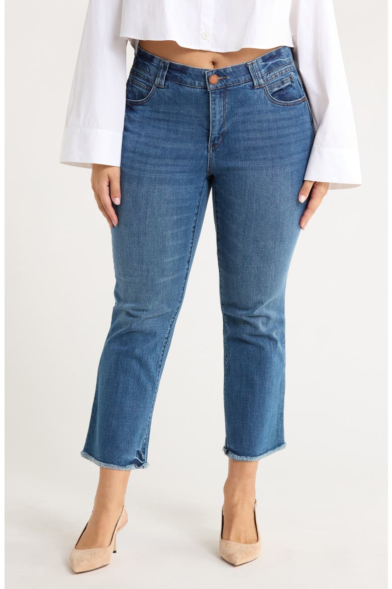 Fray Hem Crop Flare Jeans, Main, color, MID BLUE ARTISANAL