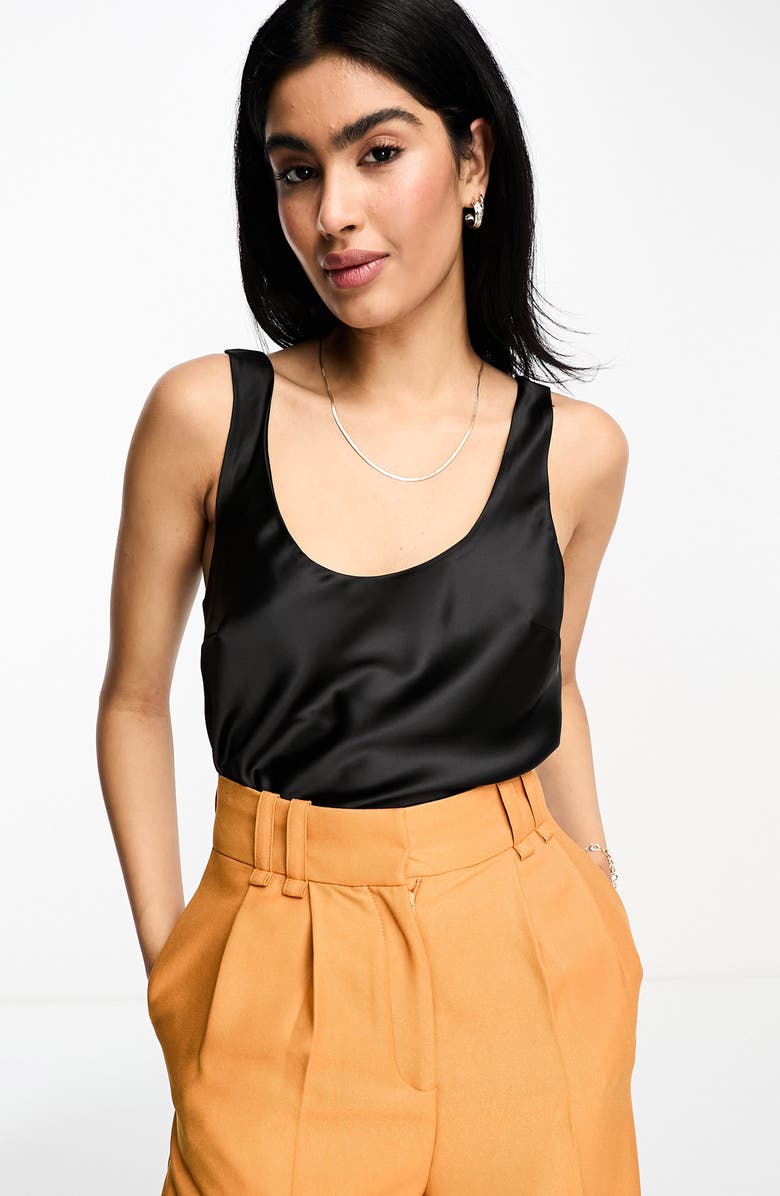 ASOS DESIGN Scoop Neck Satin Tank, Main, color,