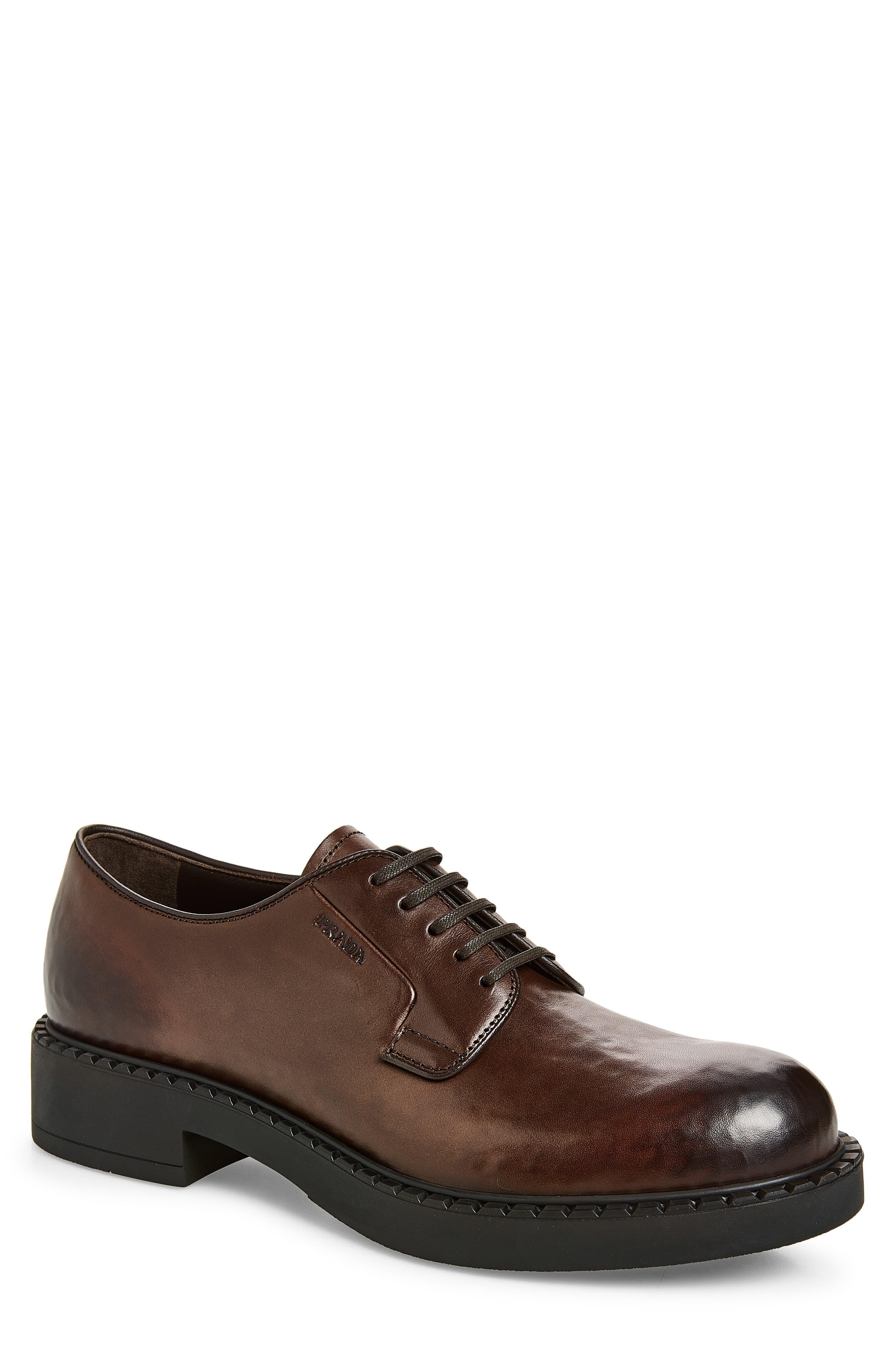 Chocolate Leather Derby, Main, color, TEAK