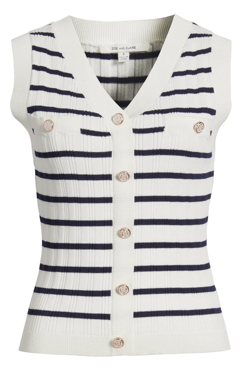 ZOE AND CLAIRE Stripe Variegated Rib Sleeveless Sweater, Alternate, color, 