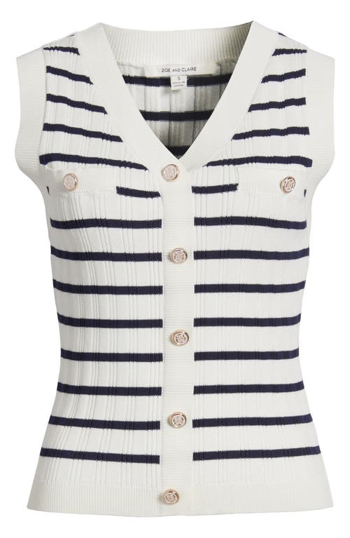 Zoe And Claire Stripe Variegated Rib Sleeveless Sweater