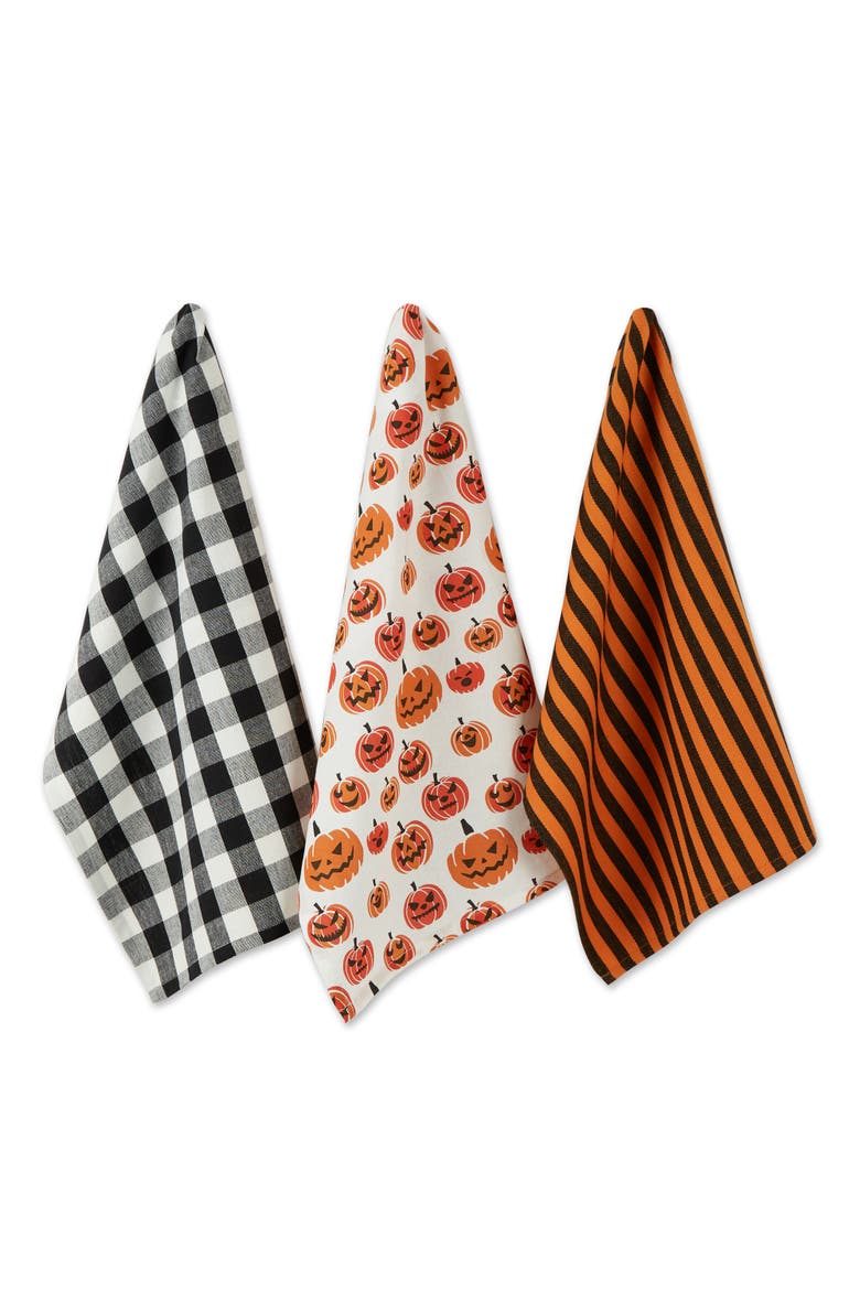 Pumpkin Faces Assorted Dishtowel Set/3, Main, color, Pumpkin Faces