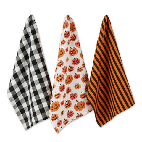 Pumpkin Faces Assorted Dishtowel Set/3