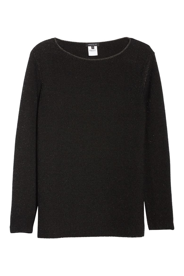 Metallic Cashmere Blend Sweater, Alternate, color, BLACK METALLIC
