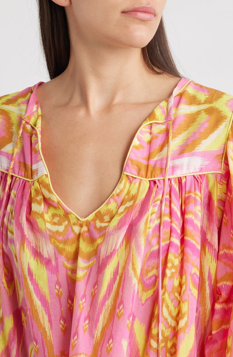 FARM Rio Pineapple Tapestry Tie Neck Top, Alternate, color, Pink