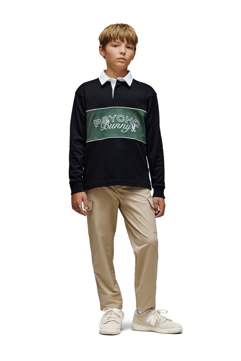 Kids' Enzo Long Sleeve Rugby Polo, Alternate, color, BLACK
