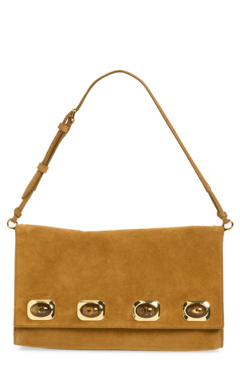 Edit Stone Embellished Suede Shoulder Bag