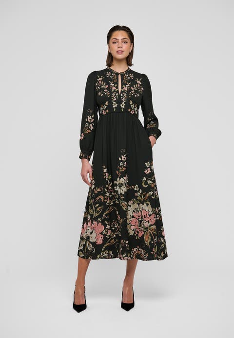 Andreadea Keyhole Neck Floral Maxi Dress