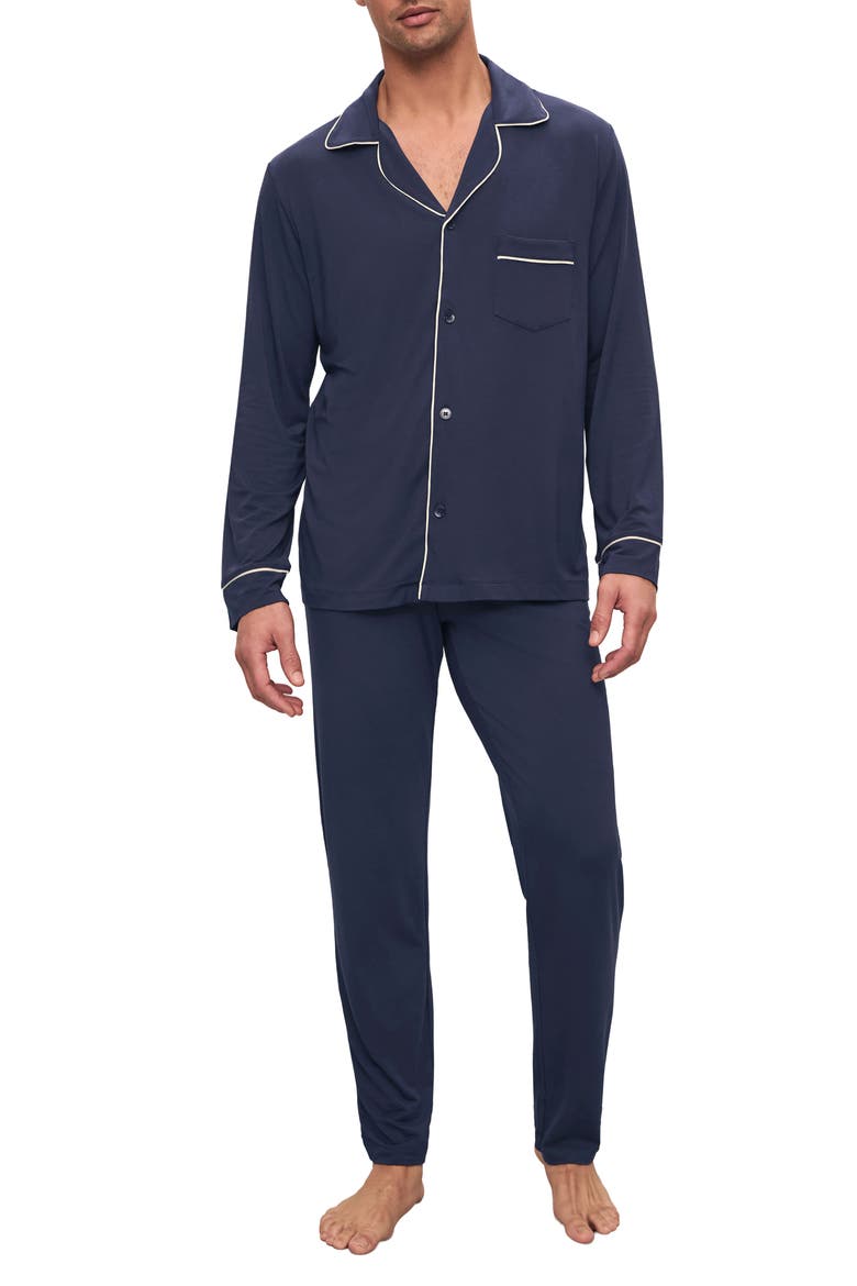 William Stretch Tencel® Modal Long Pajamas, Main, color, NAVY