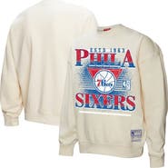 Mitchell & Ness Women's Mitchell & Ness Cream Philadelphia 76ers Oversprayed Pullover Sweatshirt