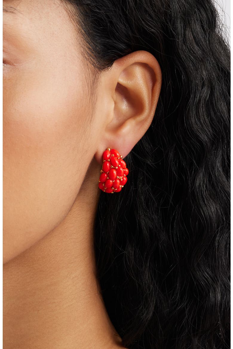 Cabachon Hoop Earrings, Alternate, color, GOLD/ ORANGE
