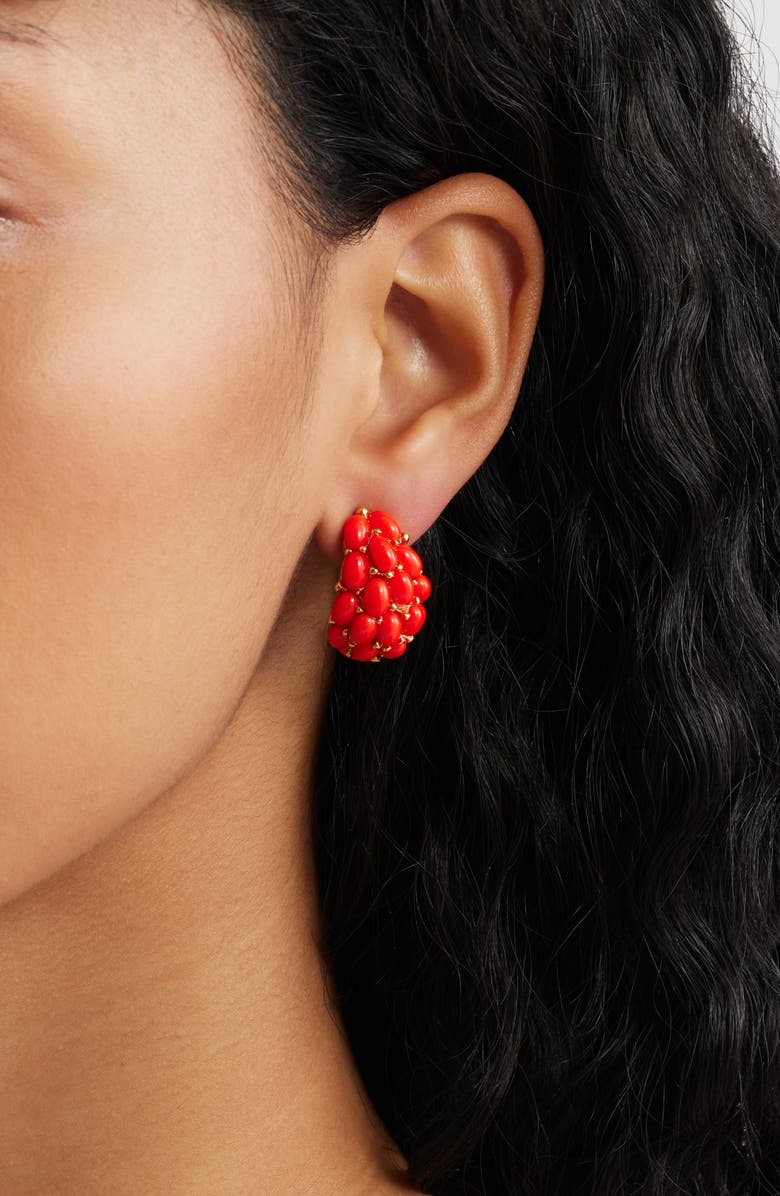 Kenneth Jay Lane Cabachon Hoop Earrings, Alternate, color, 