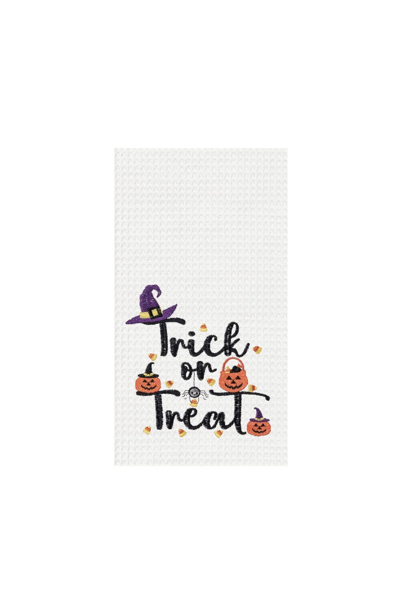 C&F Home Halloween "Trick or Treat" 100% Cotton Waffle Weave Handtowel, Main, color, Black