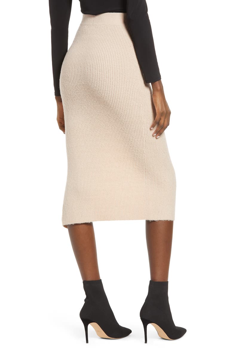 Split Sweater Midi Skirt, Alternate, color, TAN MEMOIR