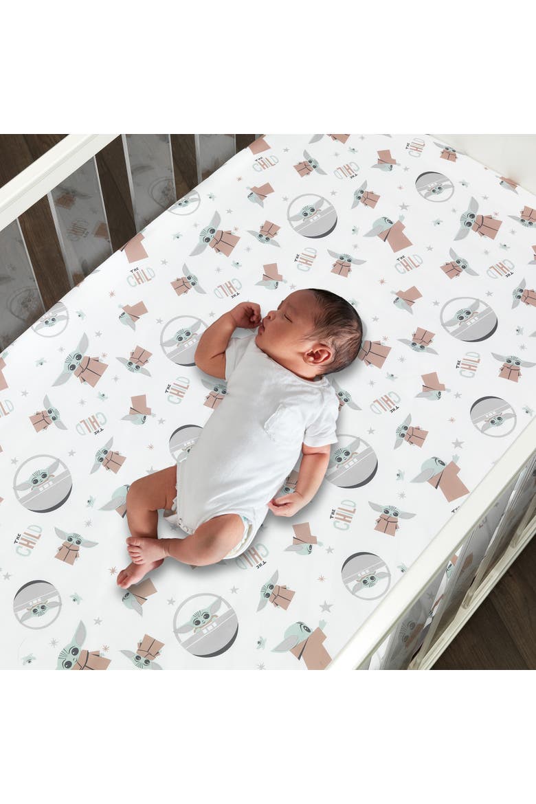 Star Wars The Child Baby Yoda Nursery 3-Piece Baby Crib Bedding Set, Alternate, color, Multicolor