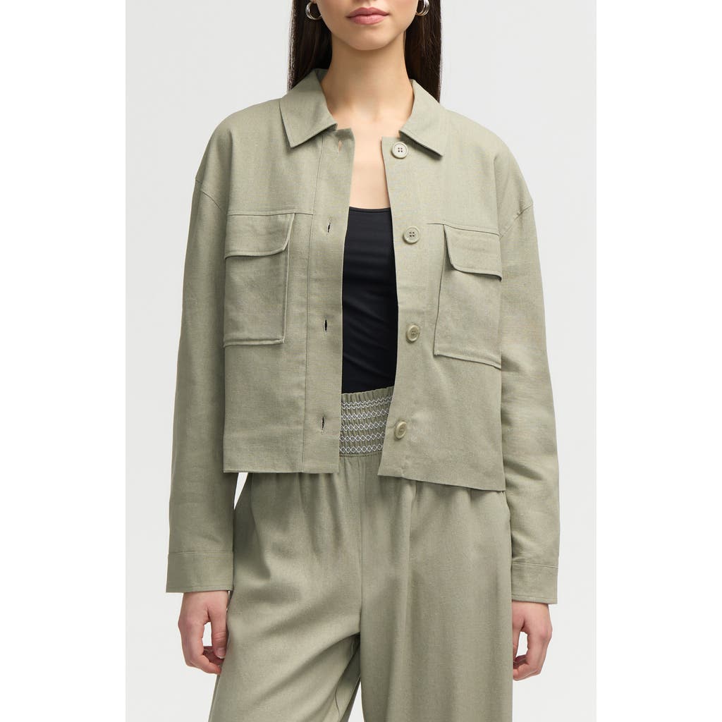 Nvlt Double Pocket Shacket In Sage