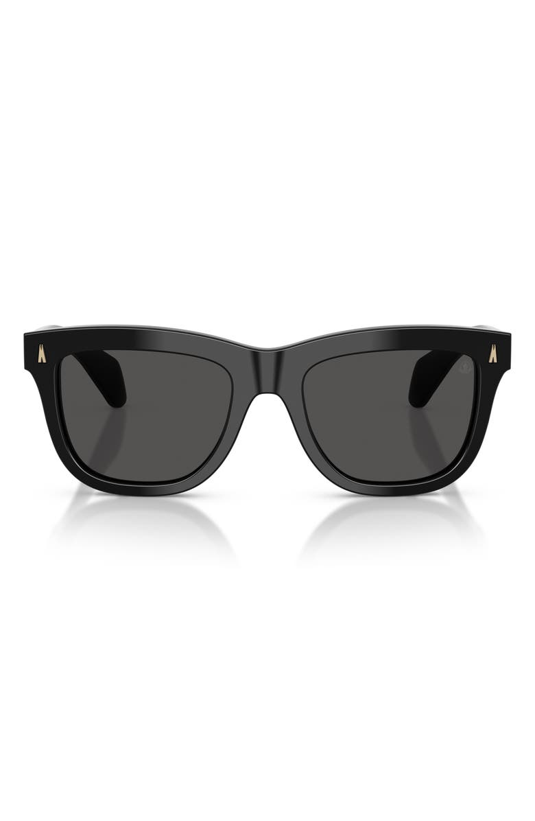 Moncler Bronzz 52mm Pillow Sunglasses, Main, color, Shiny Black / Solid Dark Grey