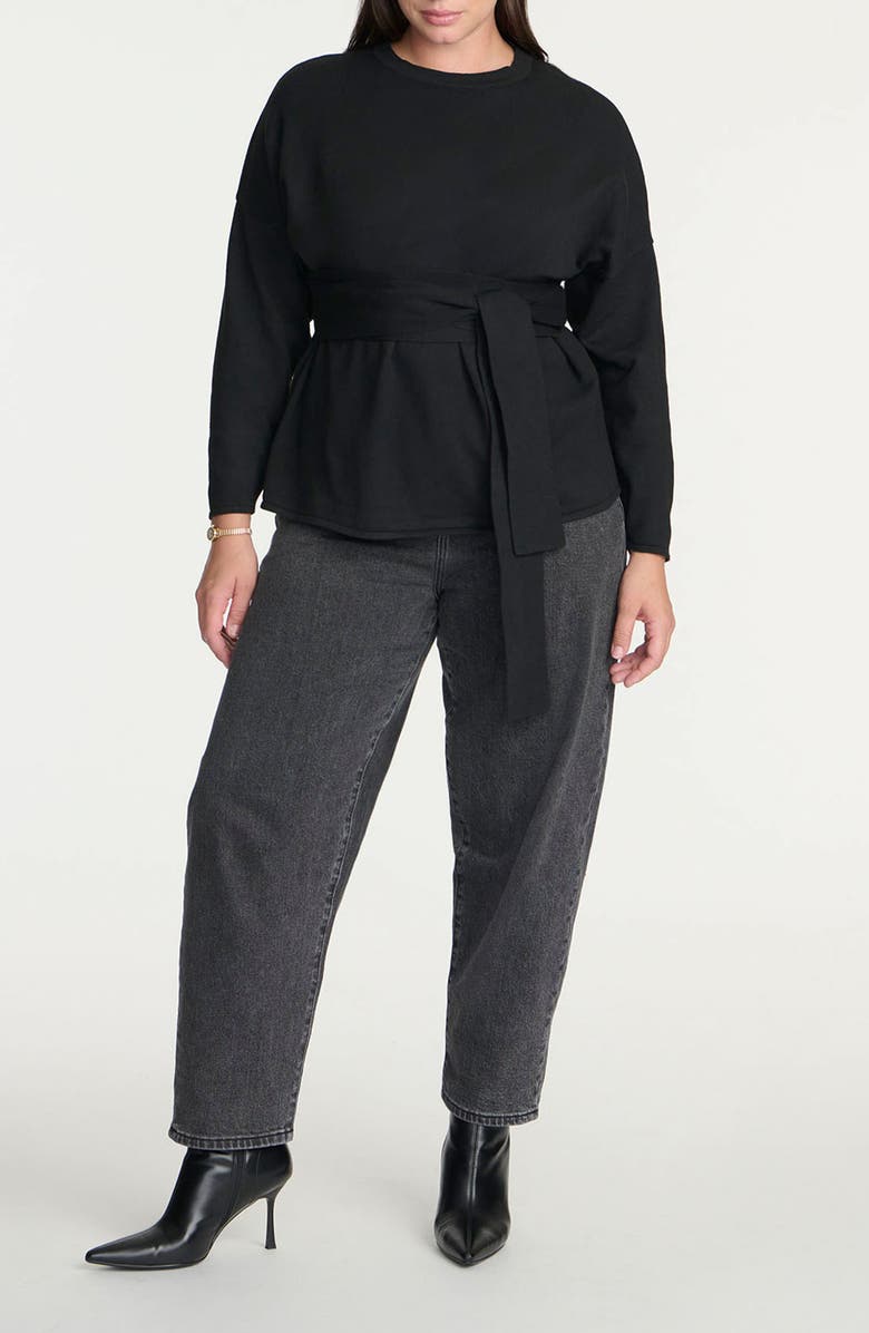 ELOQUII Medium Gauge Tie Waist Sweater, Alternate, color, 