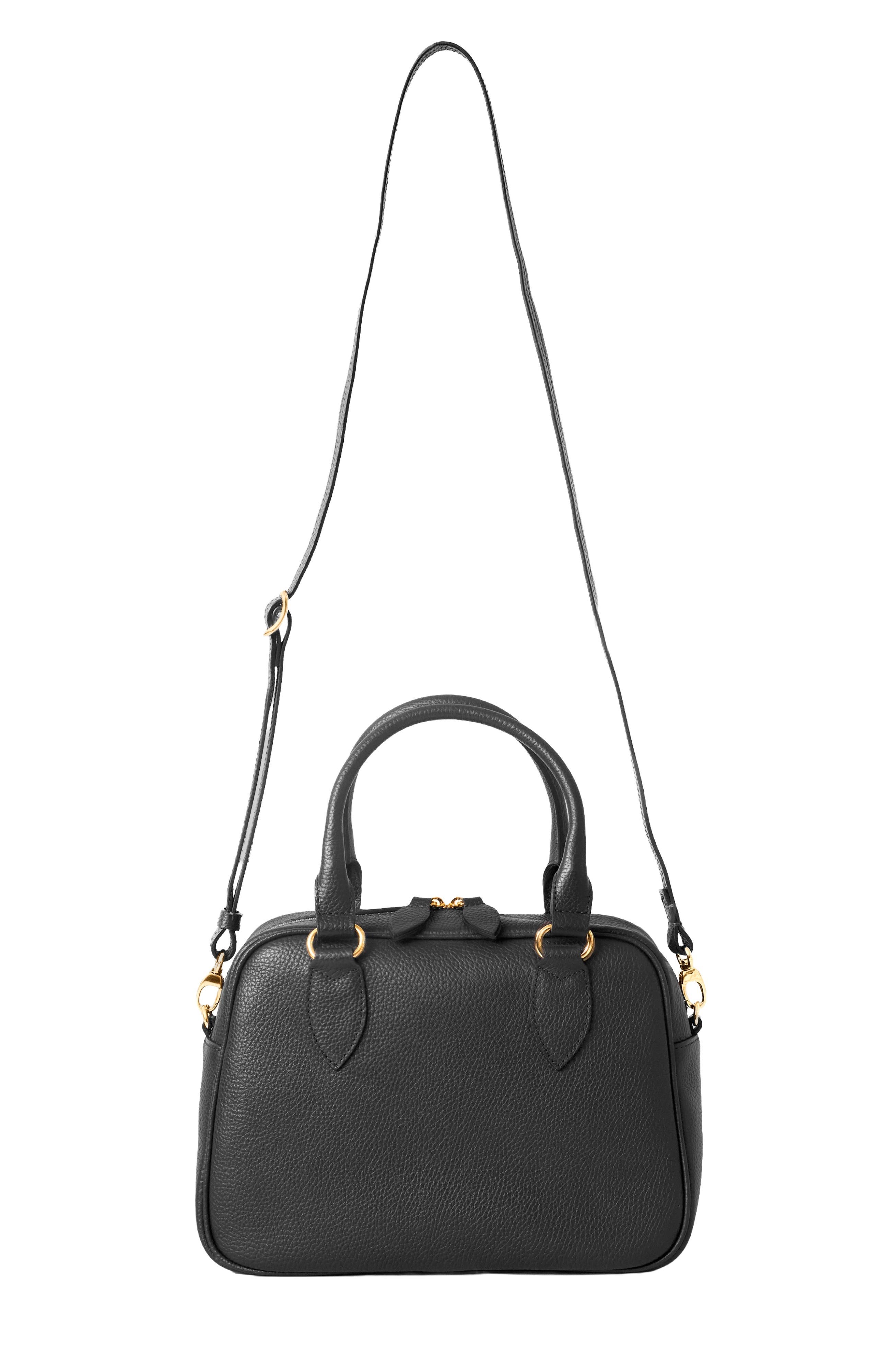 La Corsa Leather Bowling Bag, Alternate, color, Black Gold