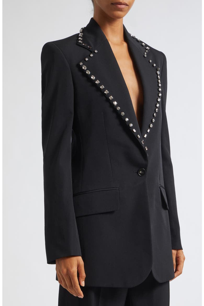 Embellished Wool Blazer, Alternate, color, BLACK