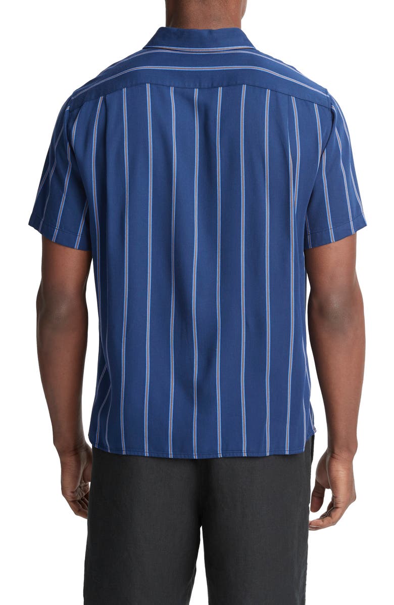Vince Pacifica Stripe Short Sleeve Button-Up Shirt, Alternate, color, Royal Blue/Cobalt