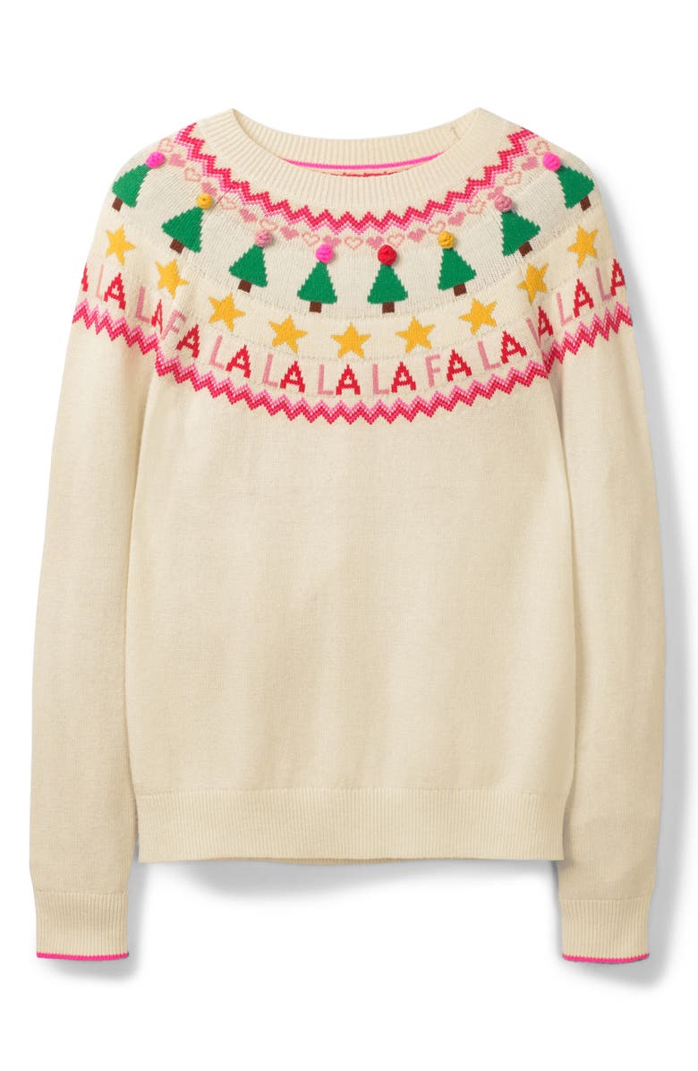 Boden Festive Fair Isle Wool, Cotton & Alpaca Blend Sweater, Alternate, color, 