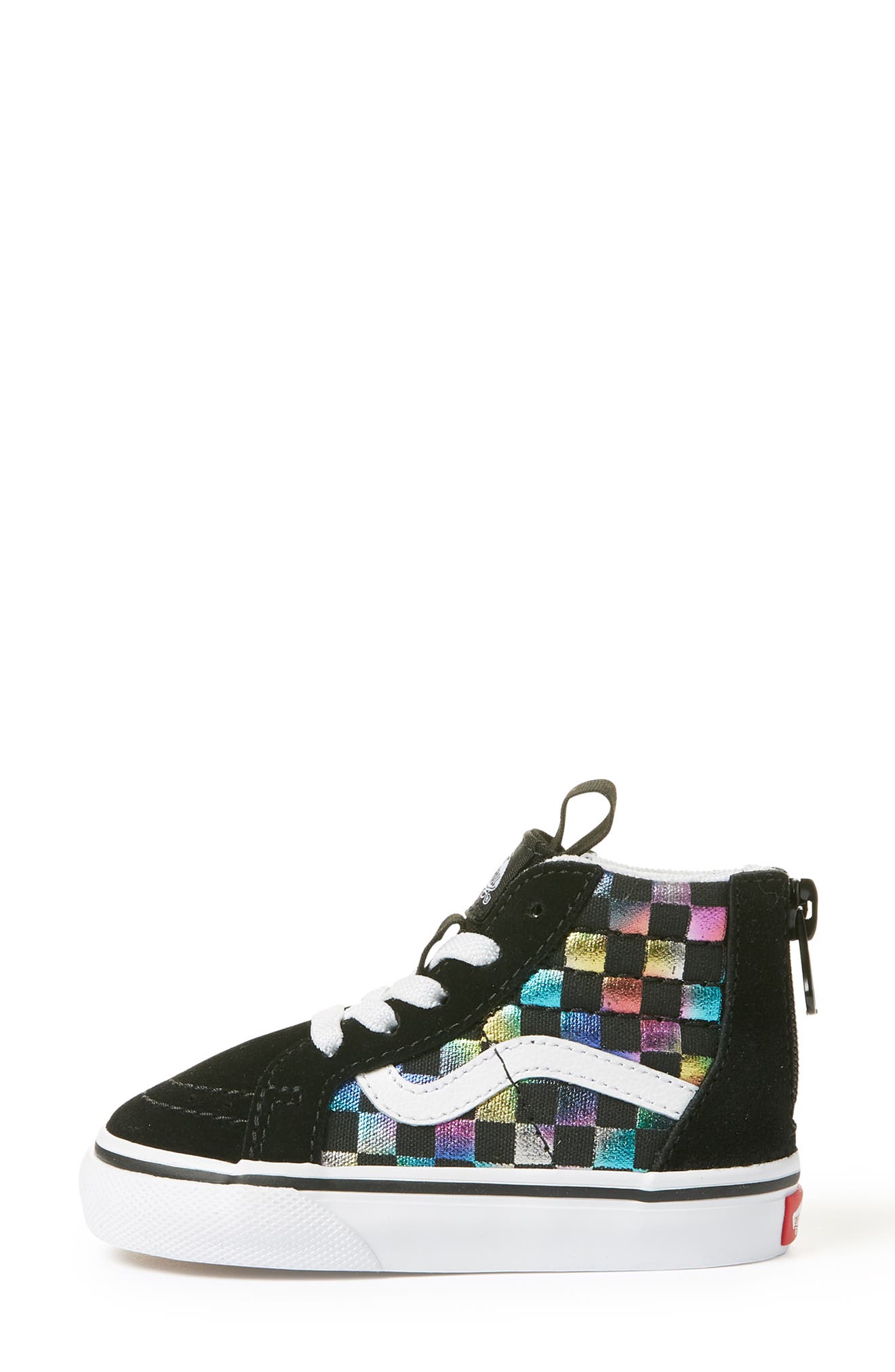Vans SK8-Hi Zip Iridescent Check Sneaker, Alternate, color, 
