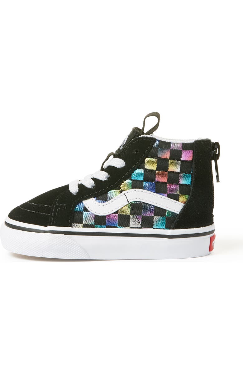 Vans SK8-Hi Zip Iridescent Check Sneaker, Alternate, color,