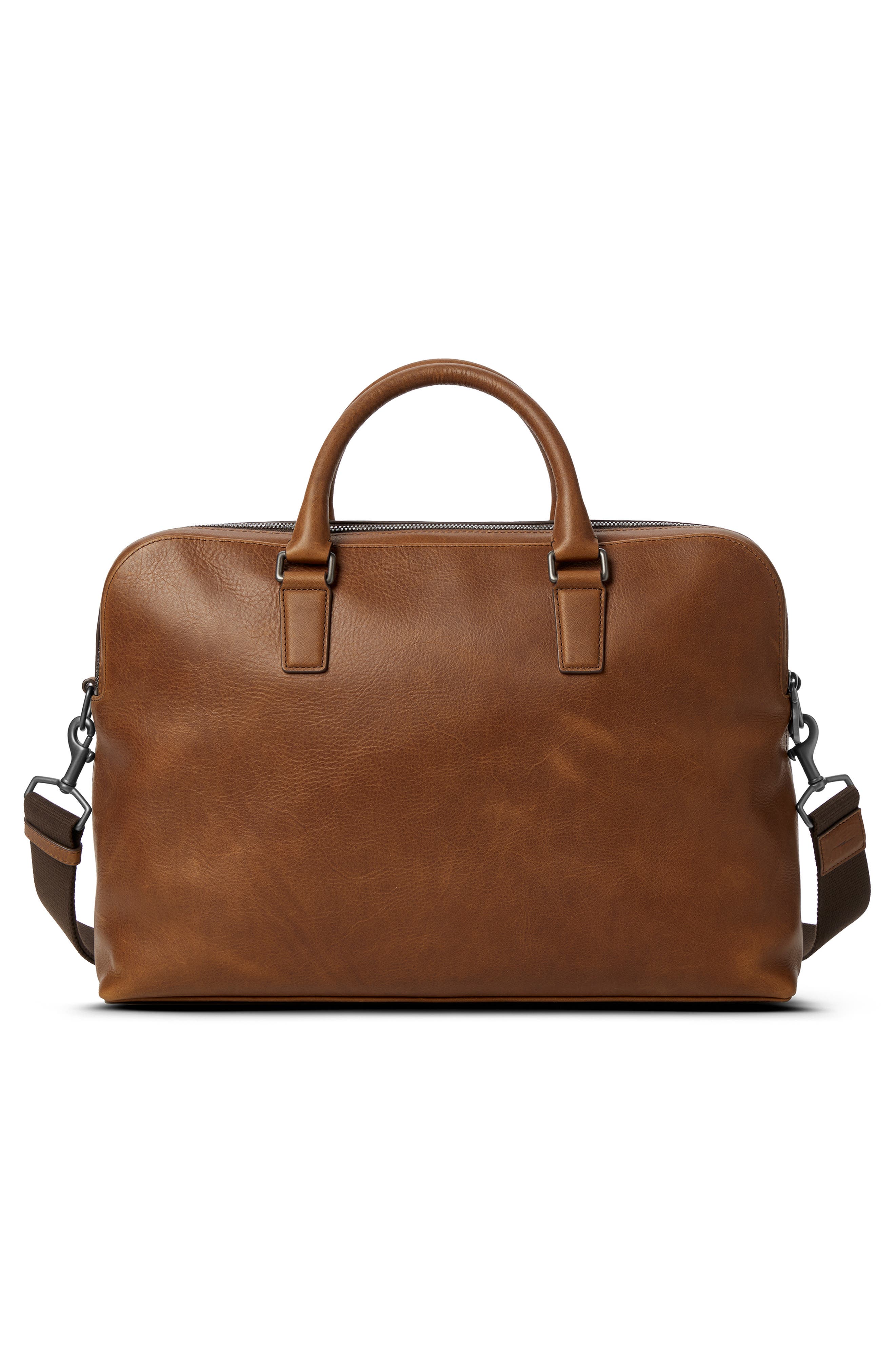 Shinola Double Zip Navigator Leather Briefcase, Alternate, color, Medbrown