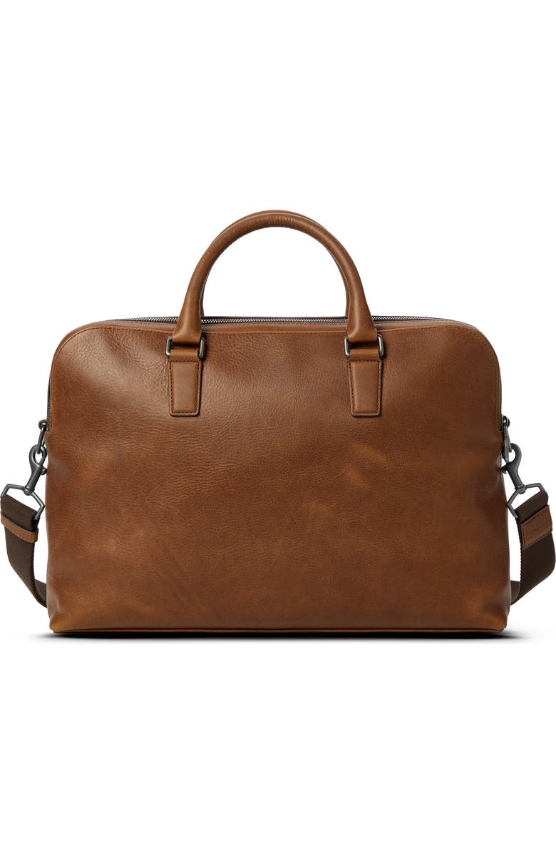 Shinola Double Zip Navigator Leather Briefcase, Alternate, color, Medbrown