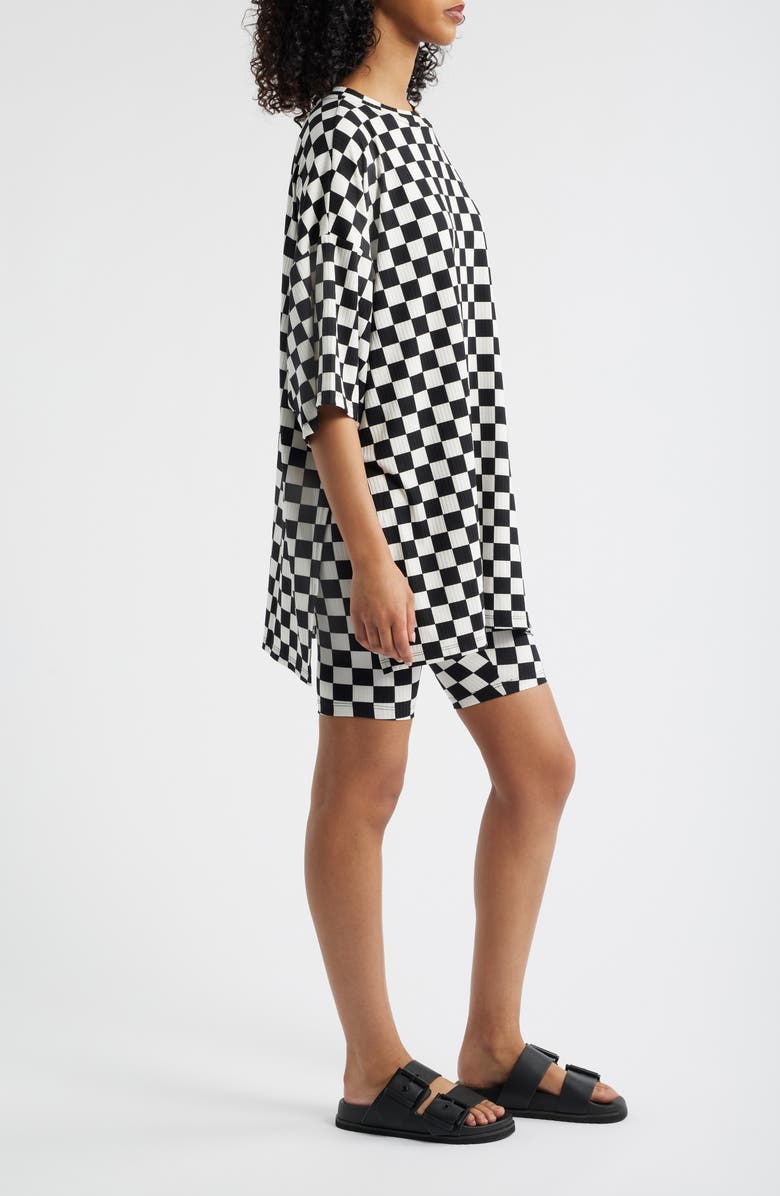 Dressed in Lala Malone Rib Oversize T-Shirt & Biker Shorts Set, Alternate, color, Black/ White