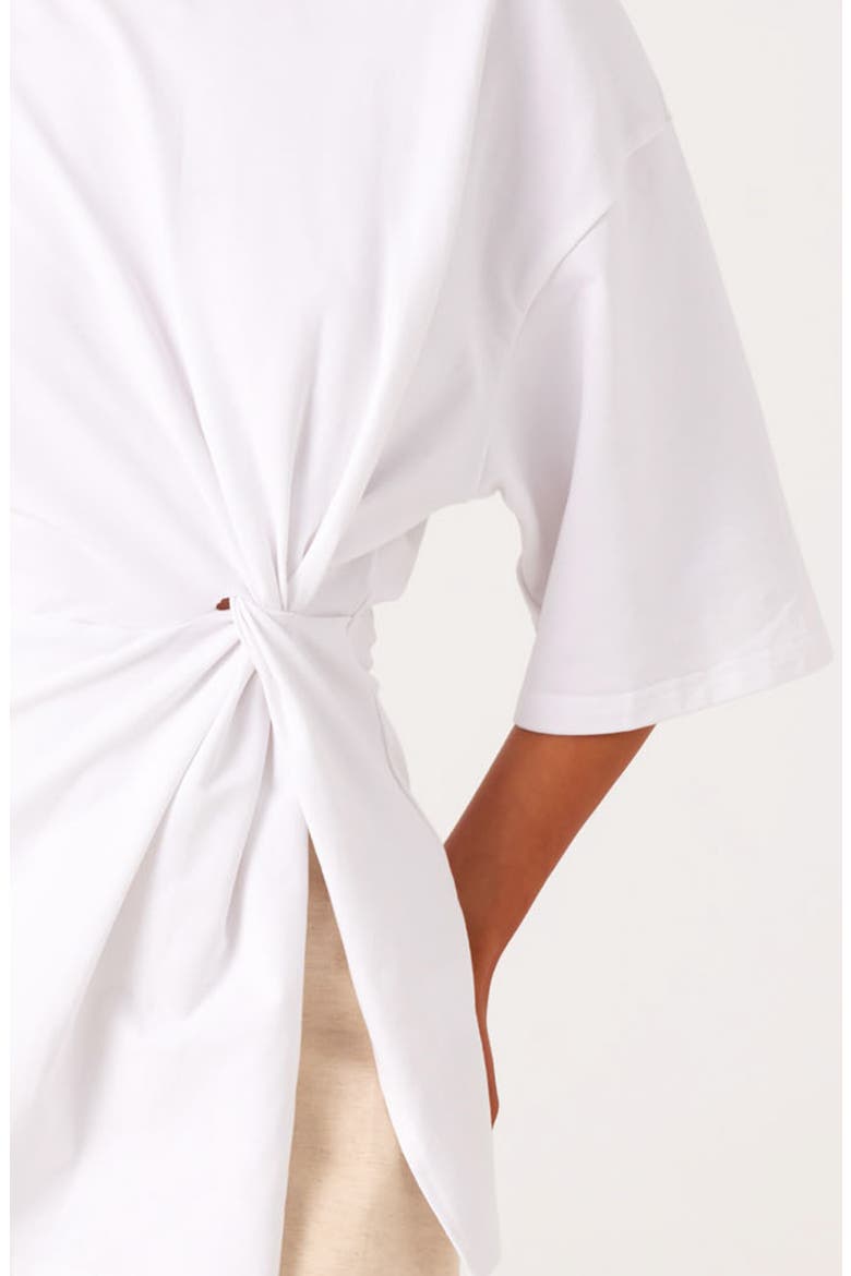 Zaira Twisted Side Knot Stretch Cotton T-Shirt, Alternate, color, WHITE
