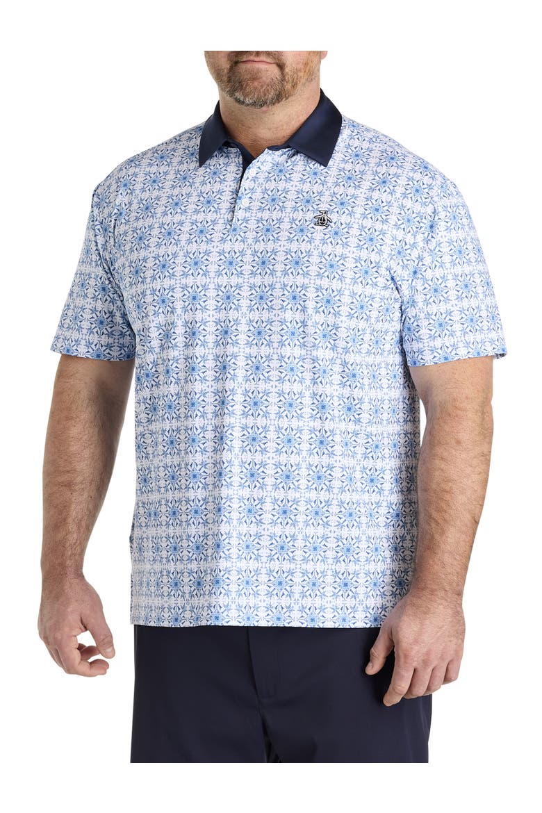 Big & Tall Pete's Cocktail Windowpane Patterned Polo Shirt, Main, color, BRIGHT WHITE