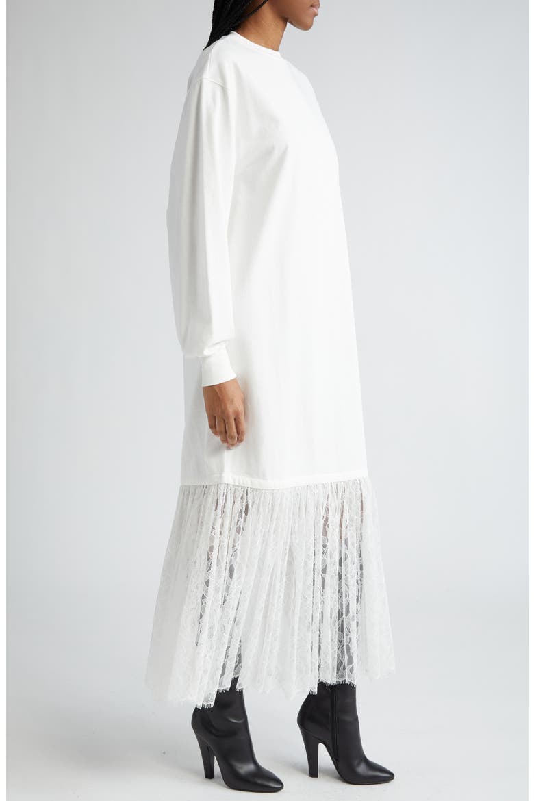 The Bobby Long Sleeve Lace Drop Waist T-Shirt Dress, Alternate, color, WHITE