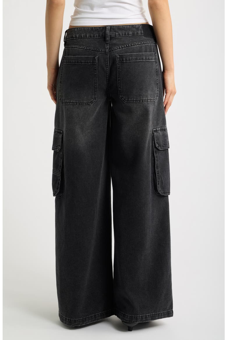 Low Rider Baggy Wide Leg Cargo Jeans, Alternate, color, BLACK WASH