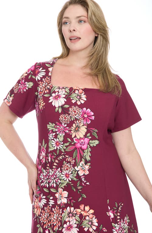 London Times Floral Short Sleeve Fit & Flare Dress