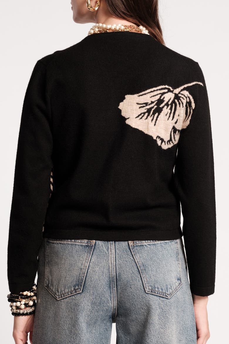 Darling Cardigan Carefree Chrysanthemum, Alternate, color, Black/Camel