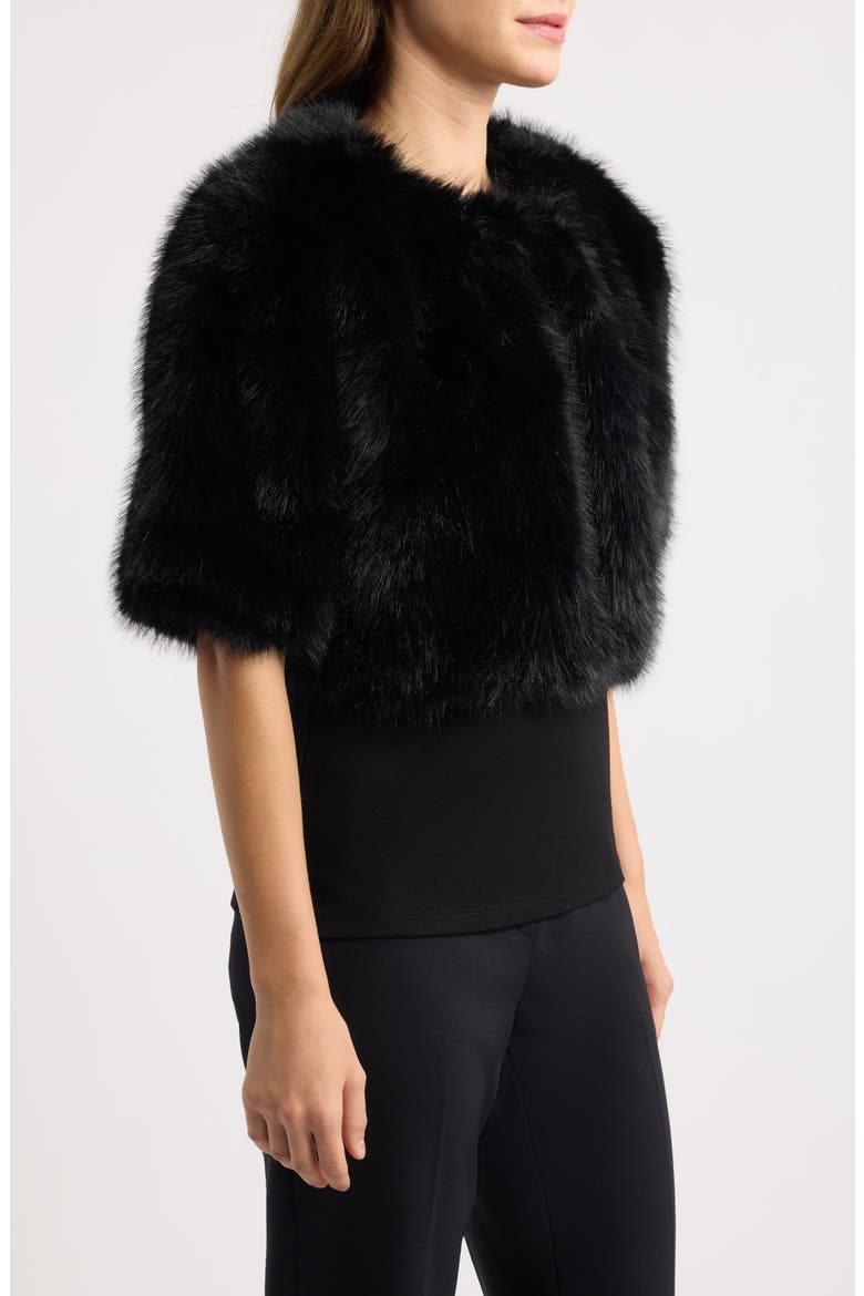 Faux Fur Shrug, Alternate, color, ANNE BLACK