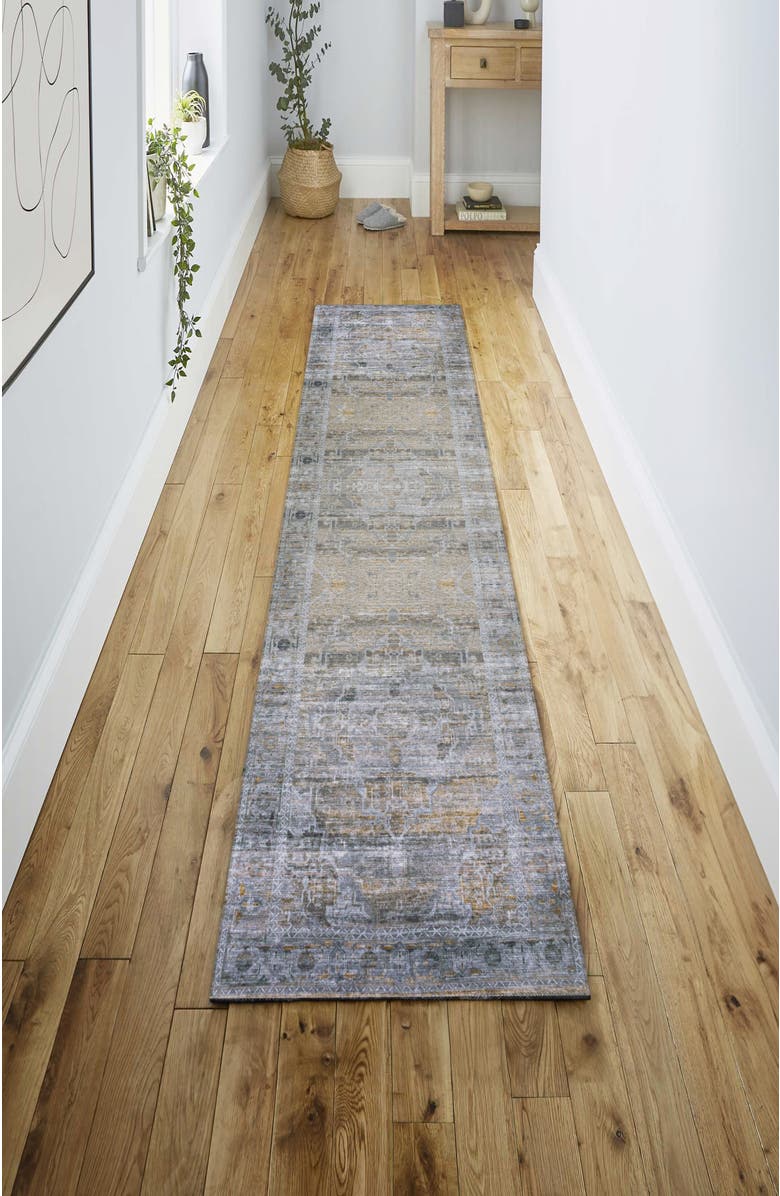 JONATHAN Y Alanya Ornate Medallion Machine-Washable Area Rug, Alternate, color, Gray/Mustard