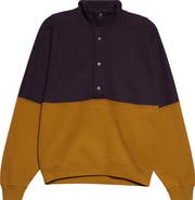 Saint Laurent Colorblock Cotton Fleece Half Snap Sweatshirt