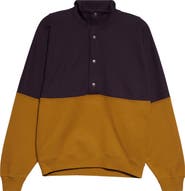 Saint Laurent Colorblock Cotton Fleece Half Snap Sweatshirt