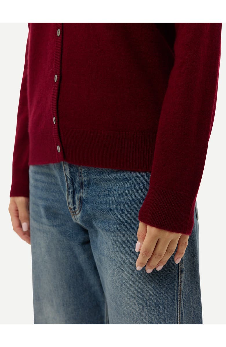 Gobi Cashmere Timeless Cashmere V-Neck Cardigan, Alternate, color, Bordeaux