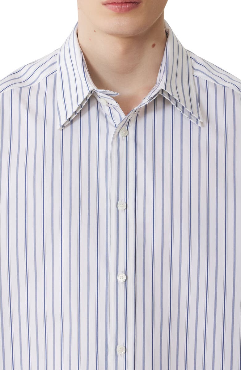 Lanvin Oversized Striped Cotton Poplin Shirt, Alternate, color, White/Black Navy