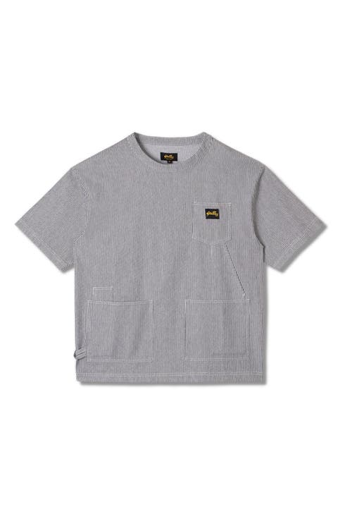 Pinstripe Cotton Utility T-Shirt