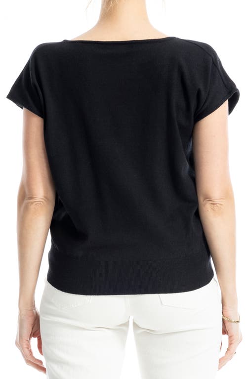 Max Studio Twist Neck Sweater Top In Black