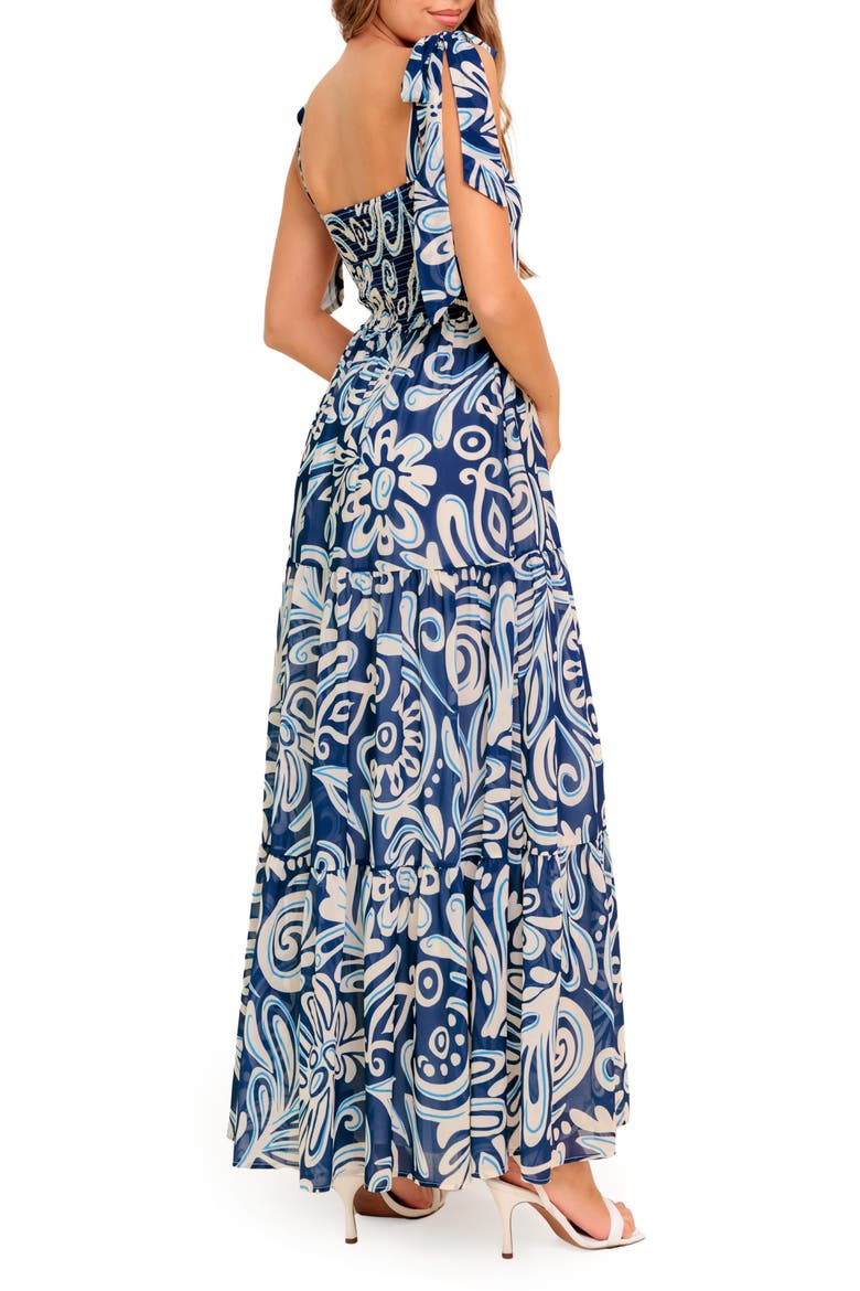 Tie Strap Tiered Chiffon Maxi Dress, Alternate, color, NAVY BLUE